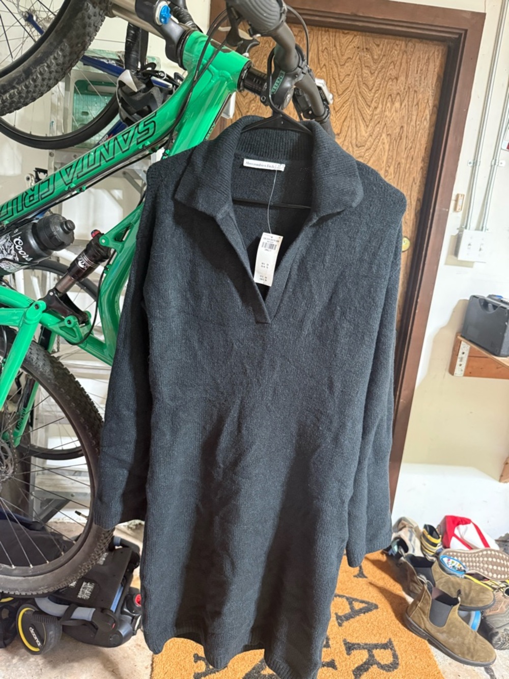 Abercrombie & Fitch Charcoal Shawl Collar Sweater